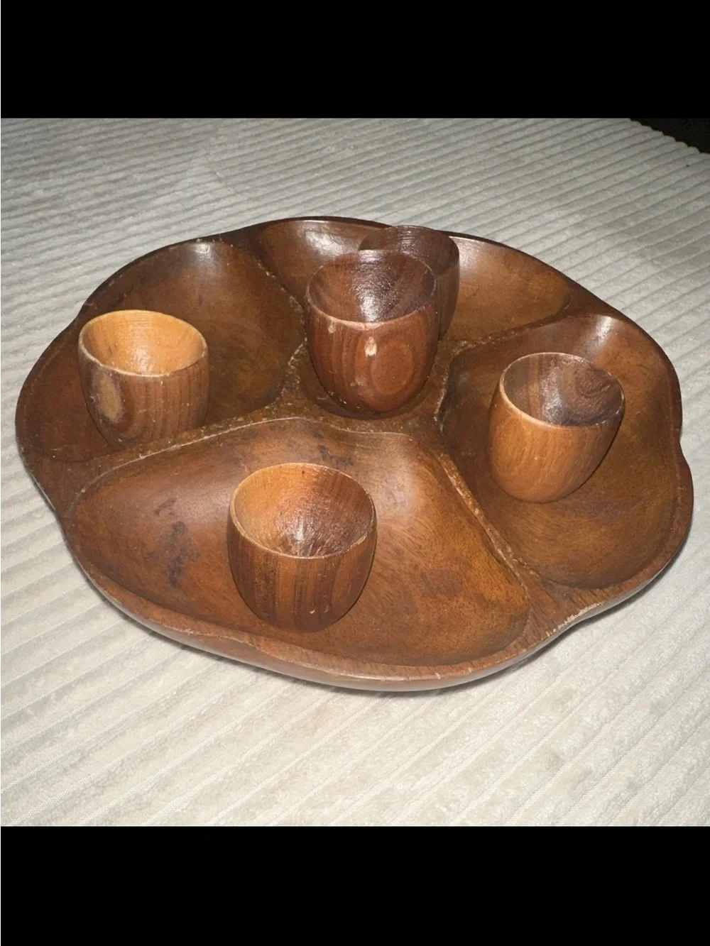 Alii Wood Wooden Serving Tray with Six Egg Cups - Brown